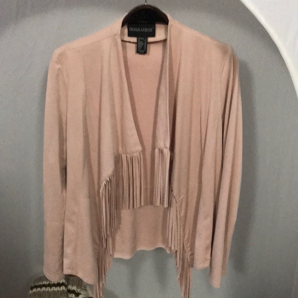 Frank Lyman dusty pink fringed jacket